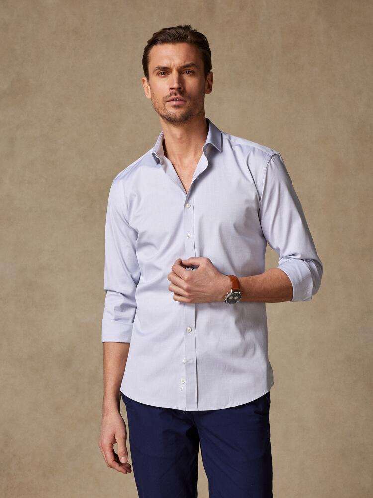 Chemise cintrée en pin point gris - Petit Col Chemises Homme