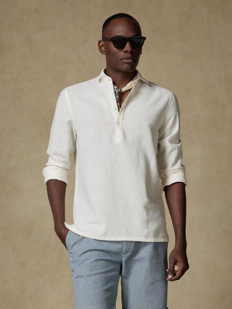 Chemise Polo Moon en lin off-white Outlet