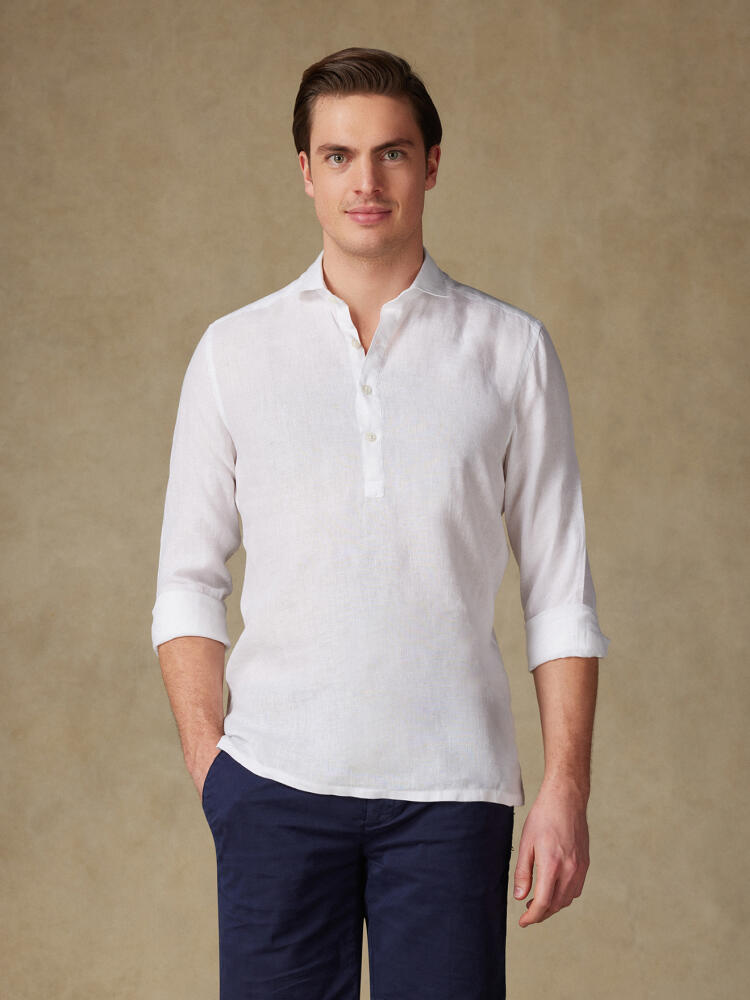 Chemise popover Olaf en lin blanc Outlet