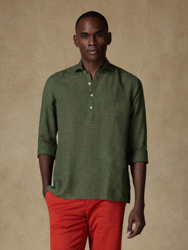 Chemise popover Olaf en lin kaki Chemises Homme