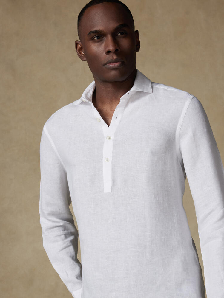 Chemise Polo Wayne blanche en lin Chemises Polo