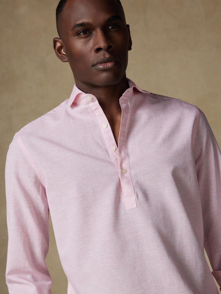 Chemise Polo Wayne en lin rose Outlet