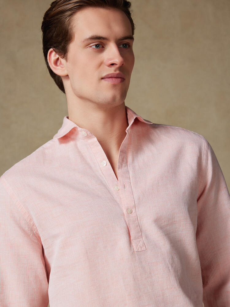 Chemise Polo Zack en lin orange Outlet