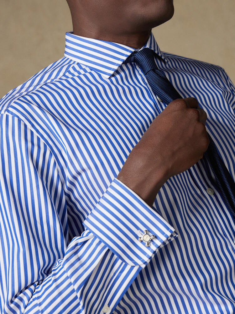 Chemise Chris à rayures marine - Poignets mousquetaires Chemises Business Classique