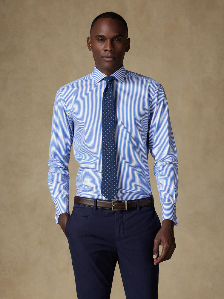 Chemise Colin à rayures bleues - Poignet mousquetaire Chemises Homme