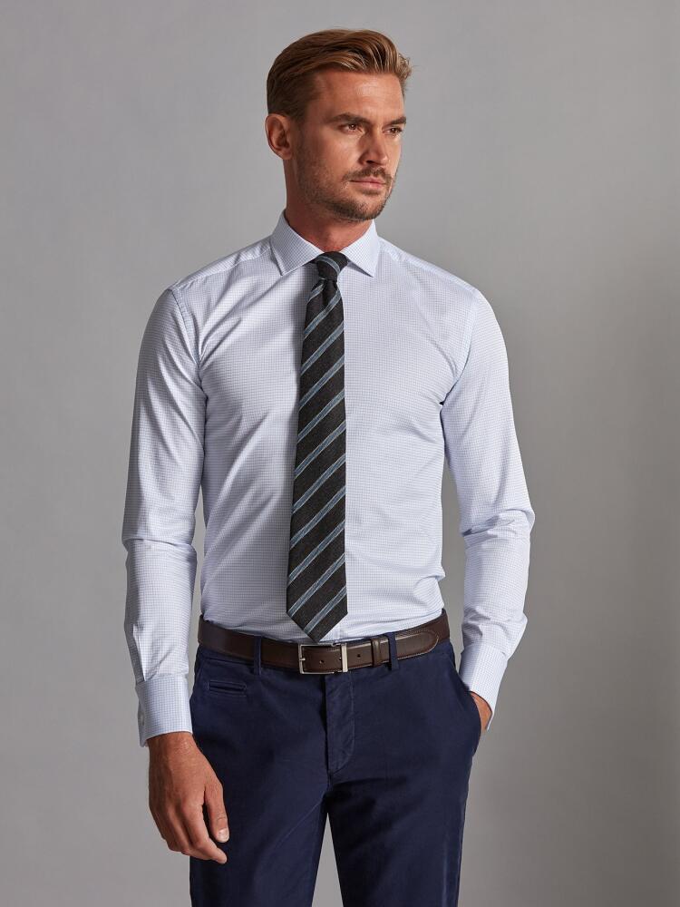 Chemise Gill à carreaux ciel - Poignets Mousquetaires Chemises Homme