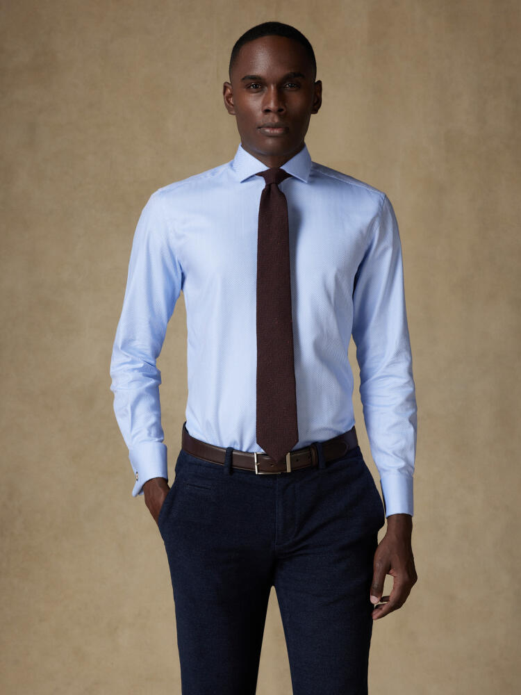 Chemise en Chevron ciel  - Poignets Mousquetaires Chemises Homme