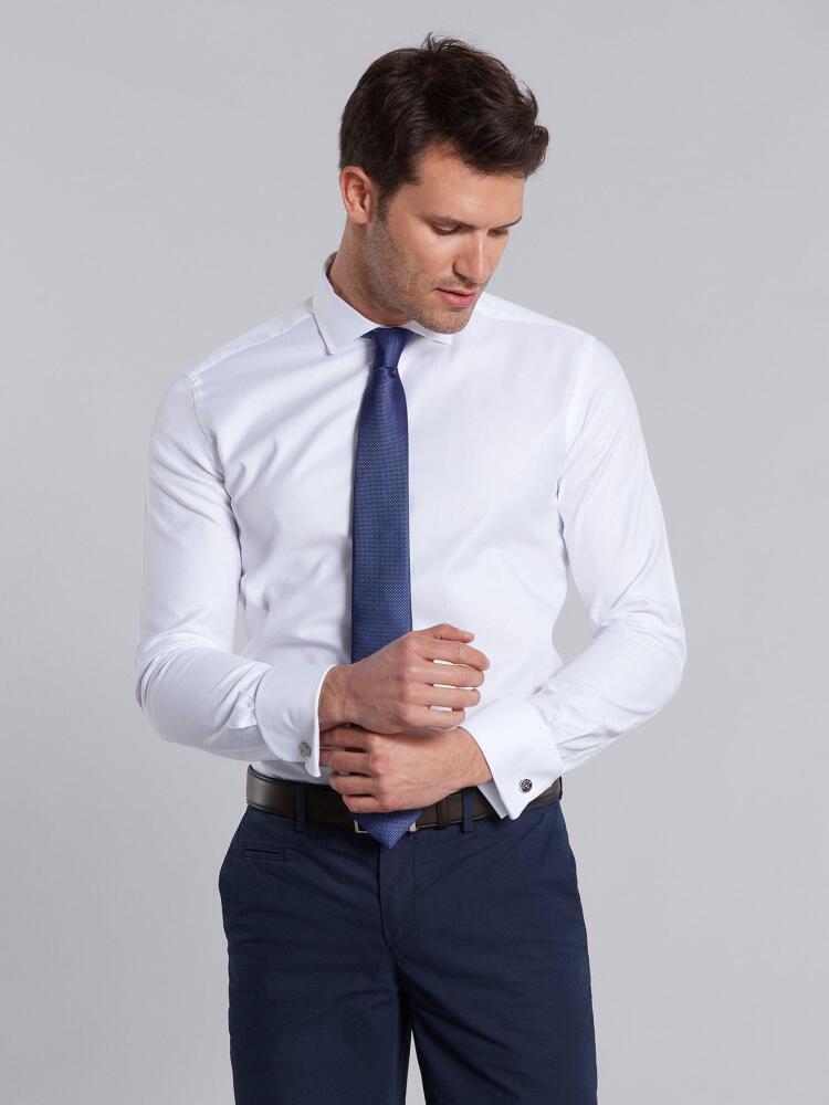 Chemise Miles texturée blanche - Poignets Mousquetaires Chemises Homme