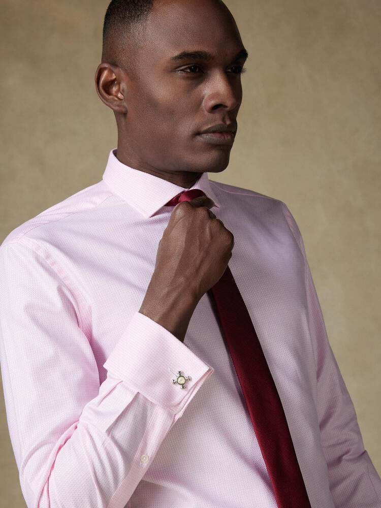 Chemise Miles en natté rose  - Poignets mousquetaires Chemises Business Classique