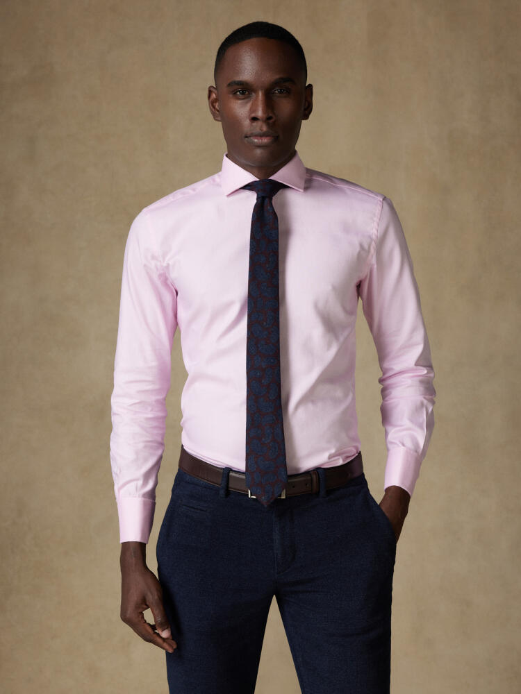 Chemise en natté rose - Poignets Mousquetaires Chemises Homme