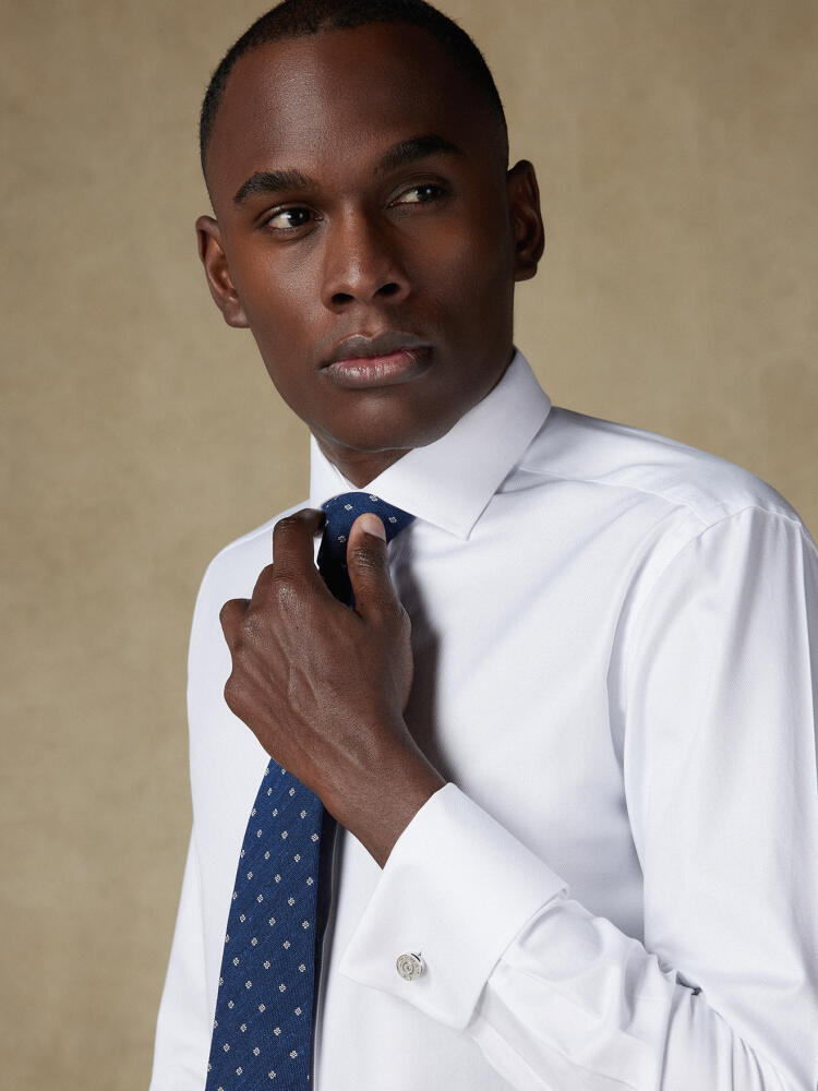 Chemise cintrée Bolton blanche en coton & lyocell - Poignets mousquetaires Chemises Business Slim