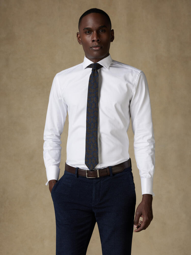 Chemise cintrée Brien en twill blanc - Poignets Mousquetaires Chemises Homme