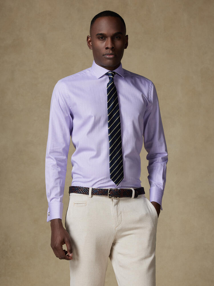 Chemise cintrée en chevron parme  - Poignet mousquetaire Chemises Homme