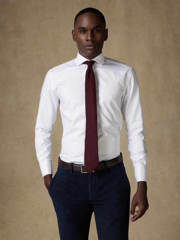 Chemise cintrée en Chevron blanc  - Poignets Mousquetaires Chemises Homme