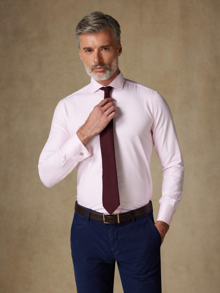 Chemise cintrée en Chevron rose  - Poignets Mousquetaires Chemises Homme
