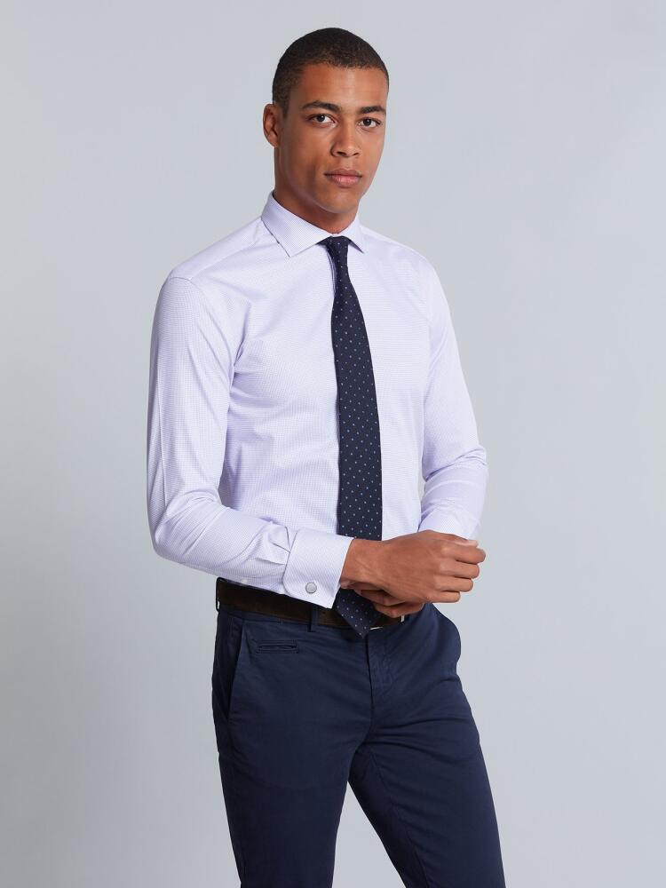 Chemise cintrée Lenny à carreaux parme - Poignets Mousquetaires Chemises Homme