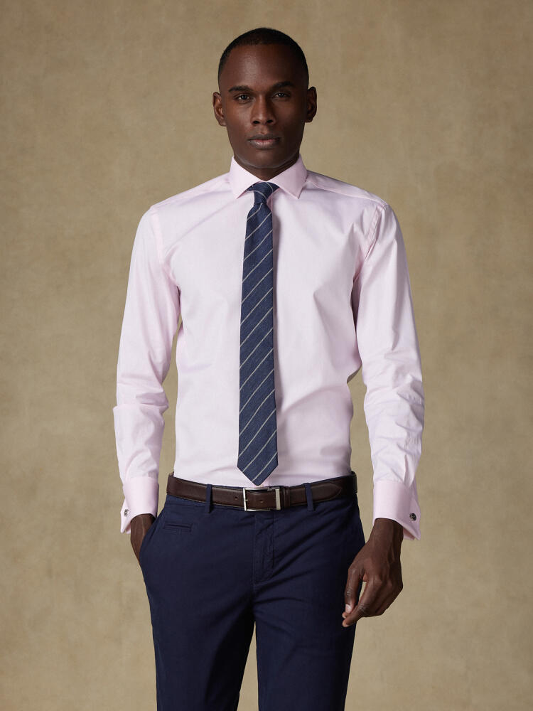 Chemise cintrée en pin point rose - Poignets Mousquetaires Chemises Homme