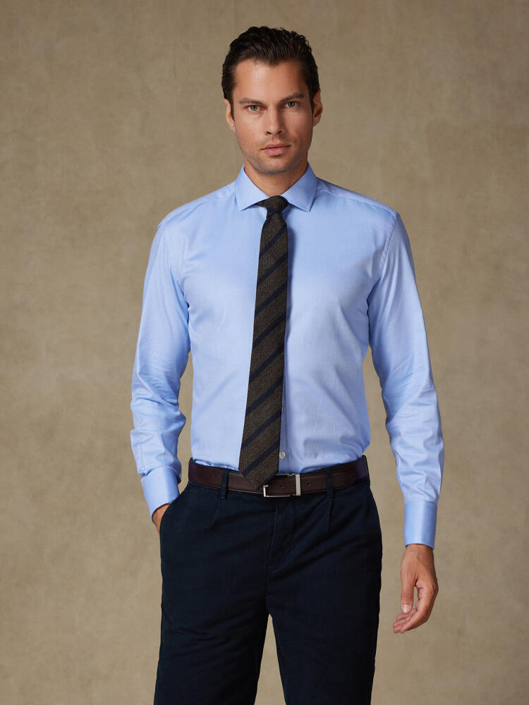 Chemise cintrée en twill ciel - Poignets Mousquetaires Chemises Homme