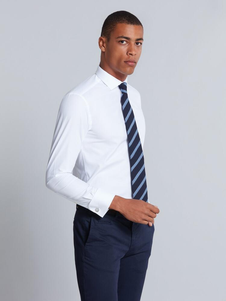 Chemise cintrée en piqué blanc - Poignets Mousquetaires Chemises Homme