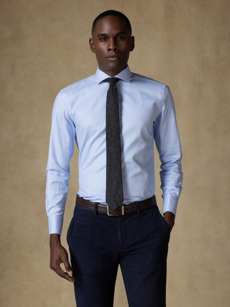 Chemise cintrée Willy en twill ciel - Poignets Mousquetaires Chemises Homme