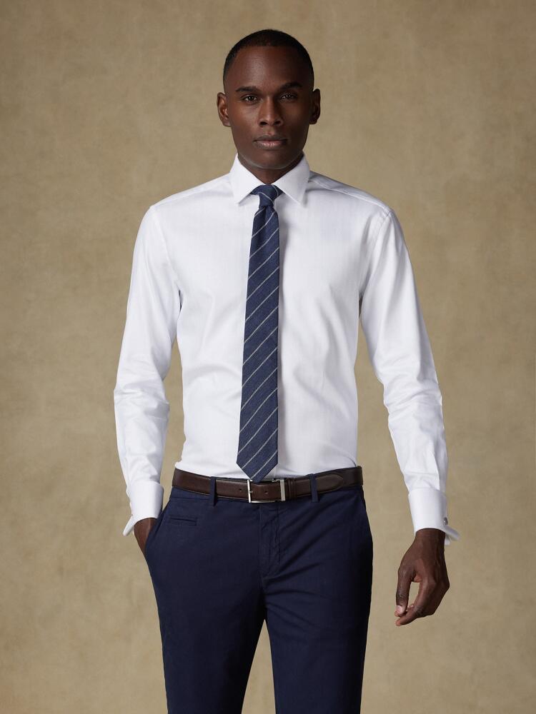 Chemise cintrée en twill royal blanche - Poignet Mousquetaire Chemises Luxe