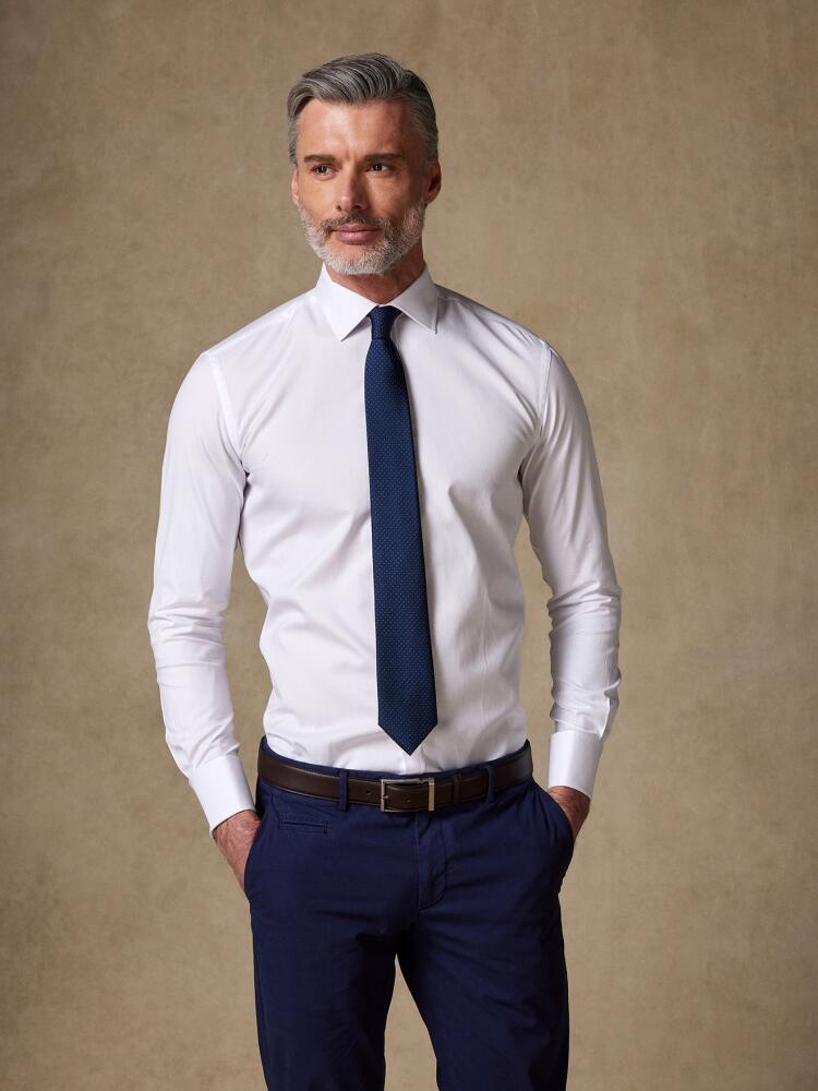Chemise cintrée en oxford royal blanche - Poignet Mousquetaire Chemises Luxe
