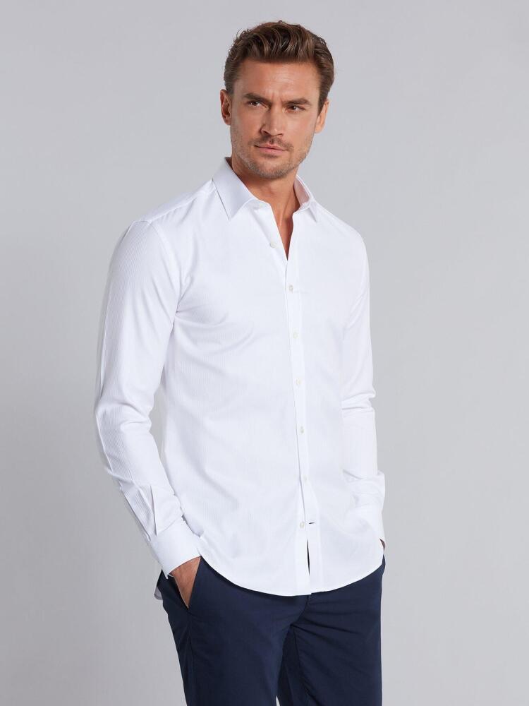 Chemise cintrée Elian en chevron royal blanc Chemises Homme
