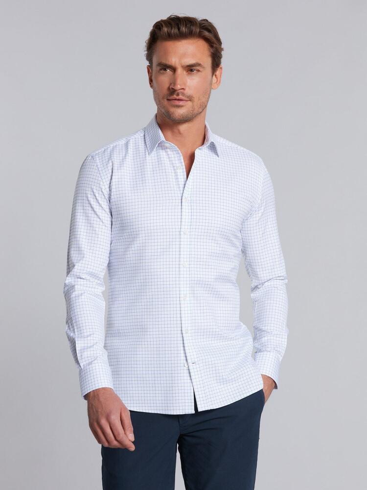Chemise cintrée Noey en chevron royal à carreaux bleus Chemises Homme