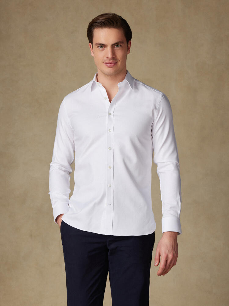 Chemise cintrée en twill royal blanc Chemises Homme