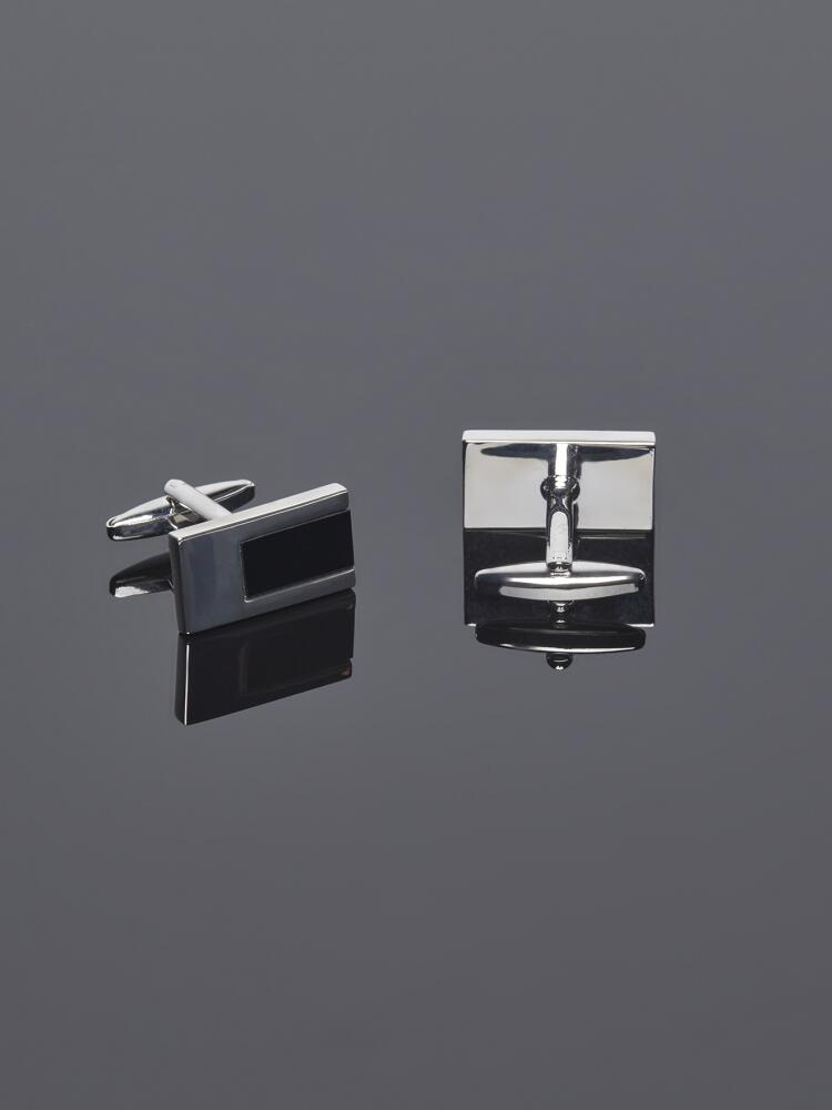 Boutons de manchette rectangle noir Boutons de manchettes