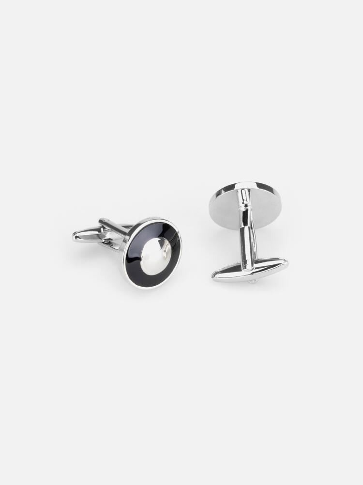 Boutons de manchette rond noir Boutons de manchettes