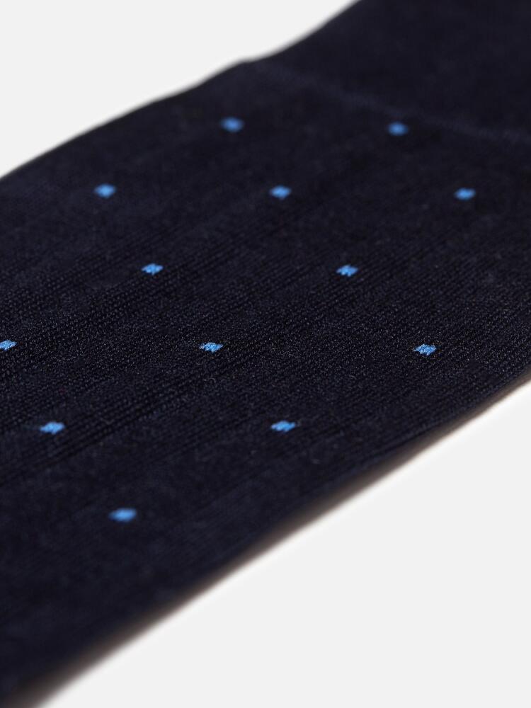 Chaussette en fil d'ecosse marine à pois ciel Chaussettes homme