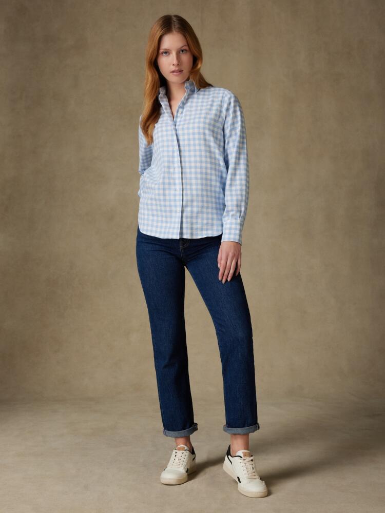 Chemise Albane en flanelle à carreaux ciel Chemises Femme