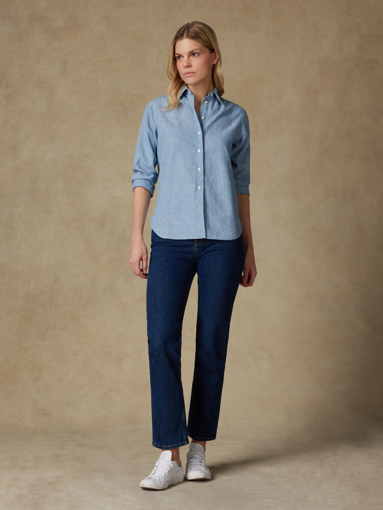 Chemise Albane en lin à rayures ciel Chemises Femme