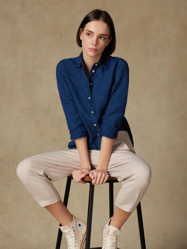 Chemise Albane en lin à effet denim indigo Chemises Femme