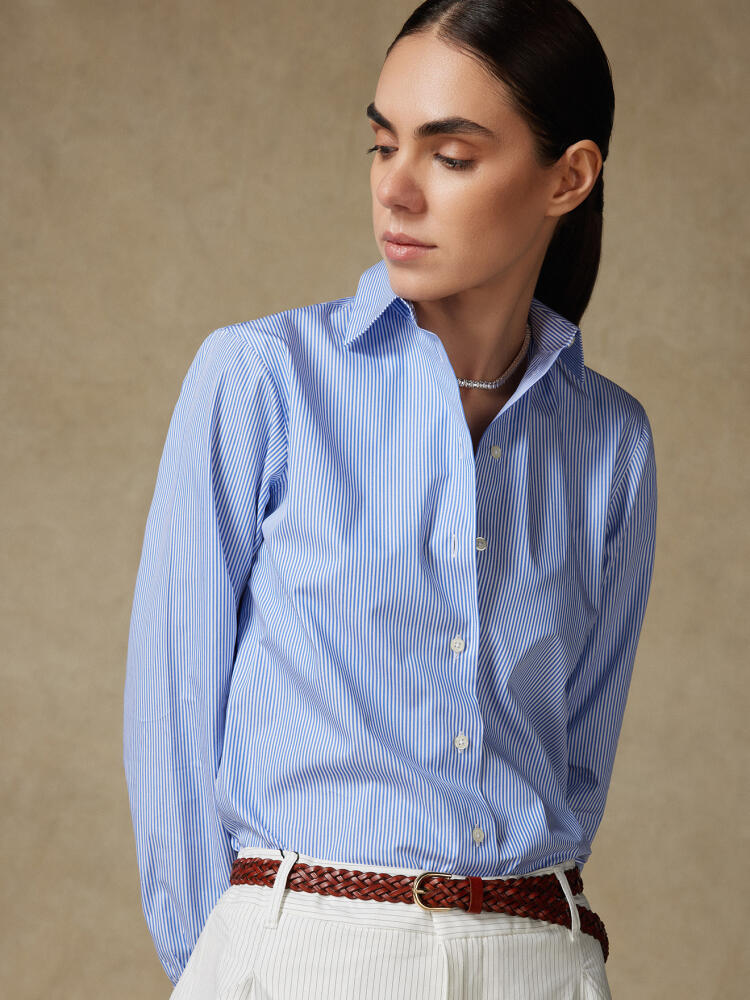 Chemise Albane en popeline à rayures bleues Chemises Femme