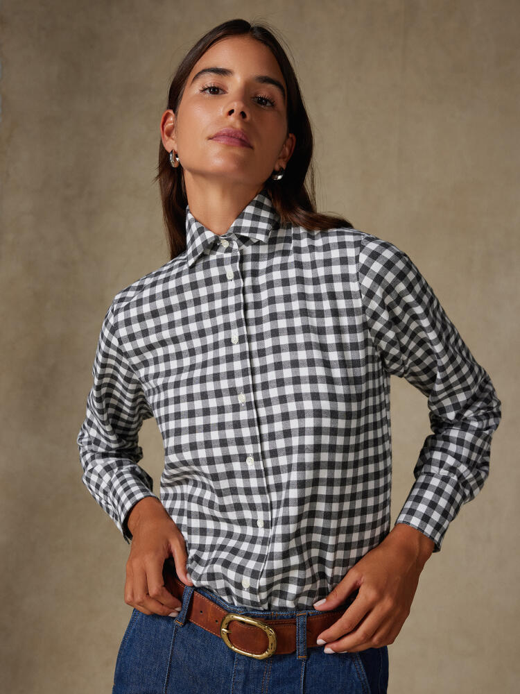Chemise Albane en flanelle à carreaux anthracite Outlet