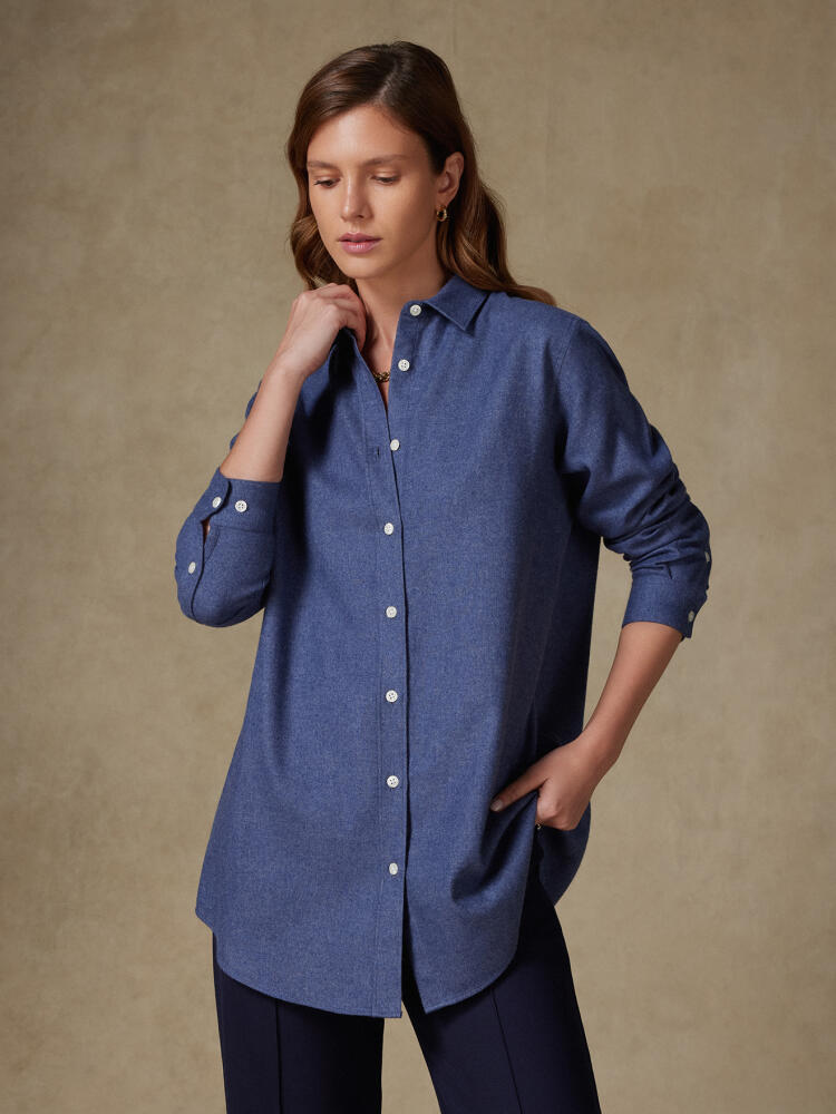 Chemise Justine oversize en flanelle bleue Chemises Femme