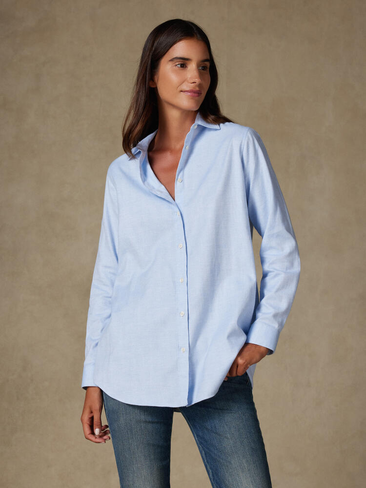 Chemise Justine oversize en flanelle ciel Chemises Femme