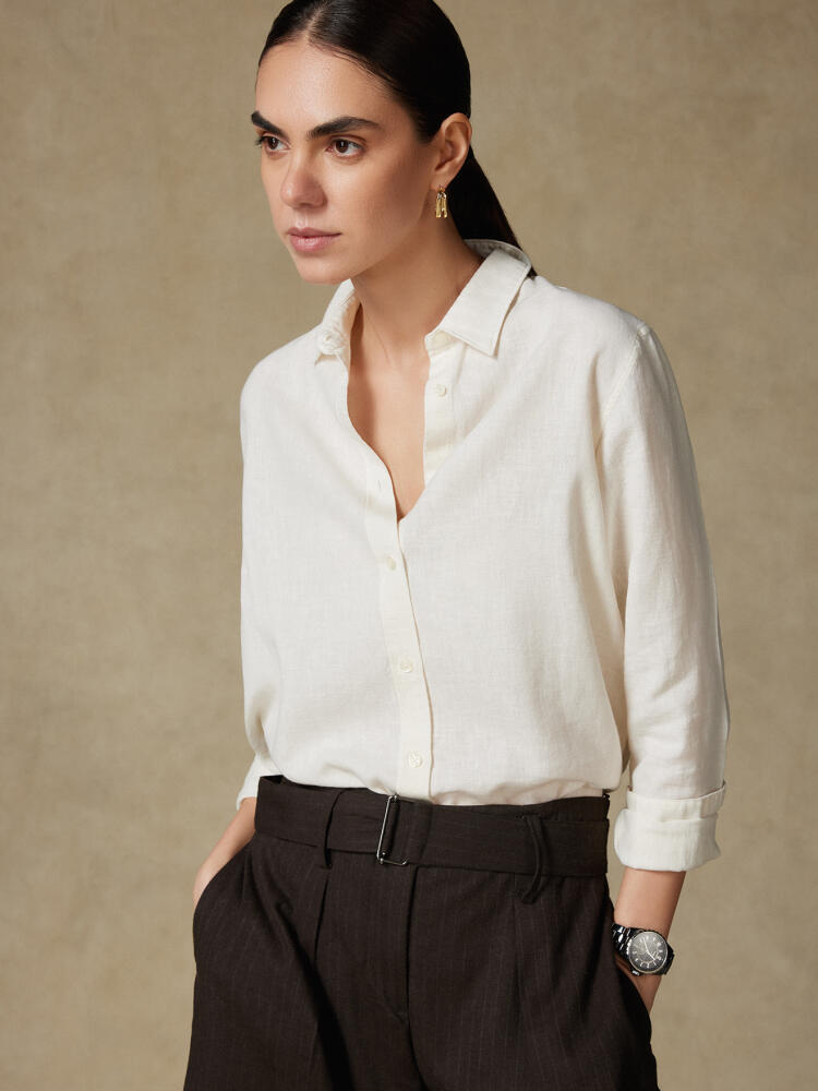 Chemise Justine oversize en lin off-white Chemises Femme