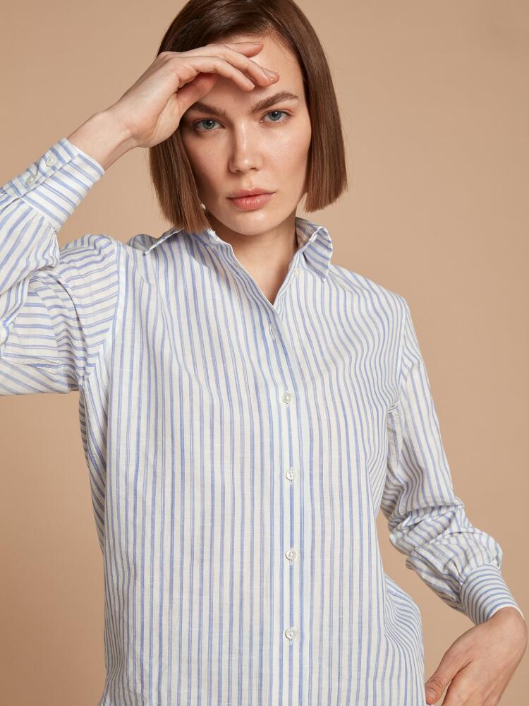 Chemise Albane en lin à rayures bleutées Chemises Femme