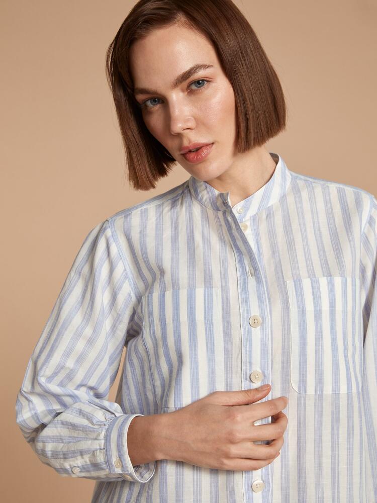 Chemise Janice en lin à rayures bleues Chemises Femme