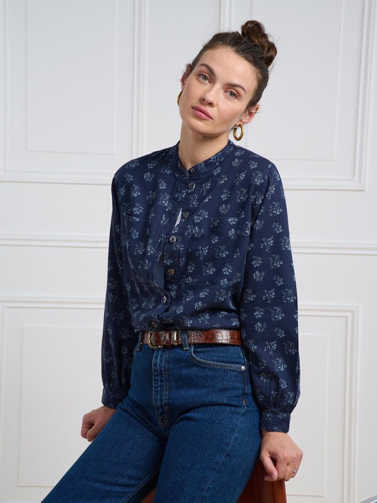 Chemise Janice en flanelle marine à imprimé floral Chemises Femme