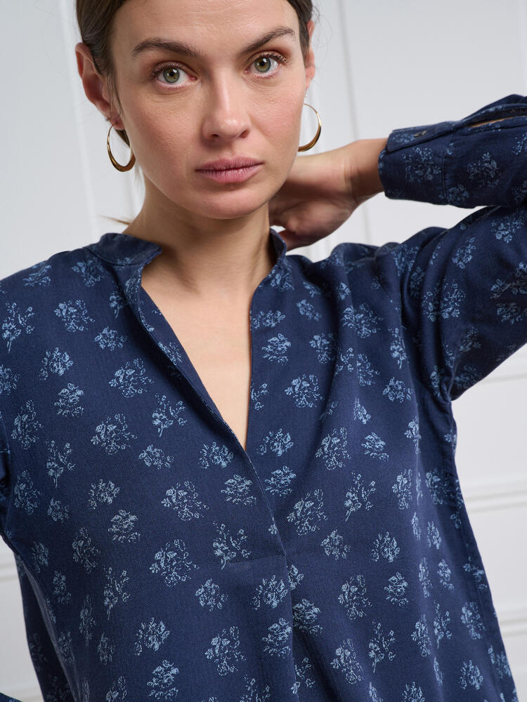 Chemise Paloma en flanelle marine à imprimé floral Chemises Femme