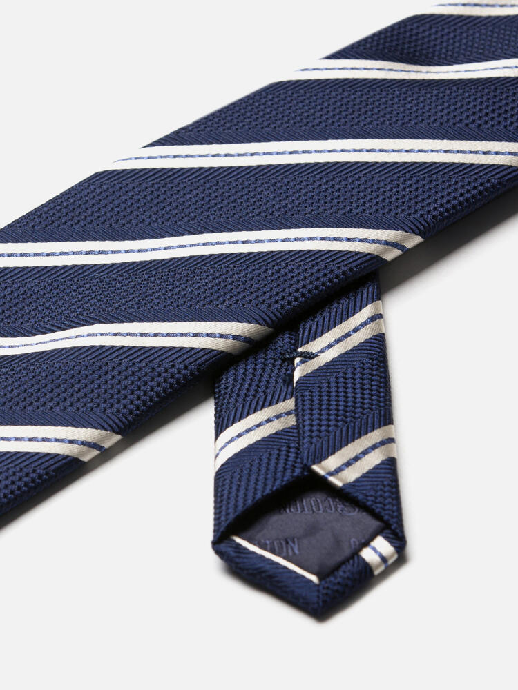 Cravate Clive en soie marine à rayures Cravates