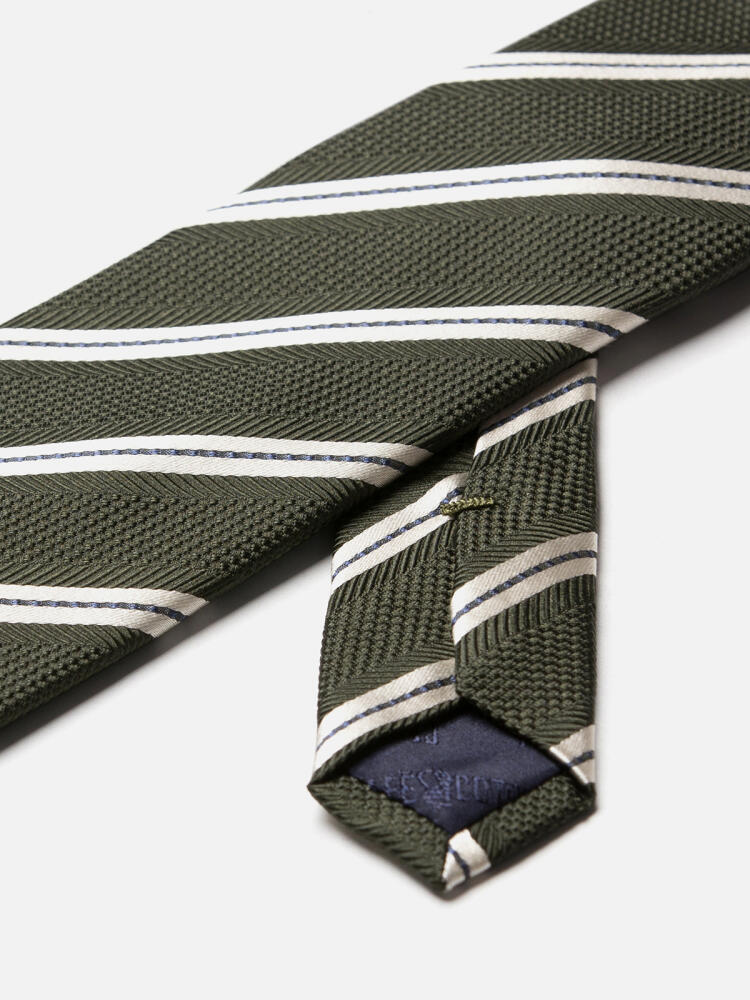 Cravate Clive en soie kaki à rayures Cravates