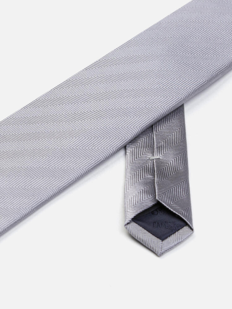 Cravate Jess en chevron de soie gris Cravates
