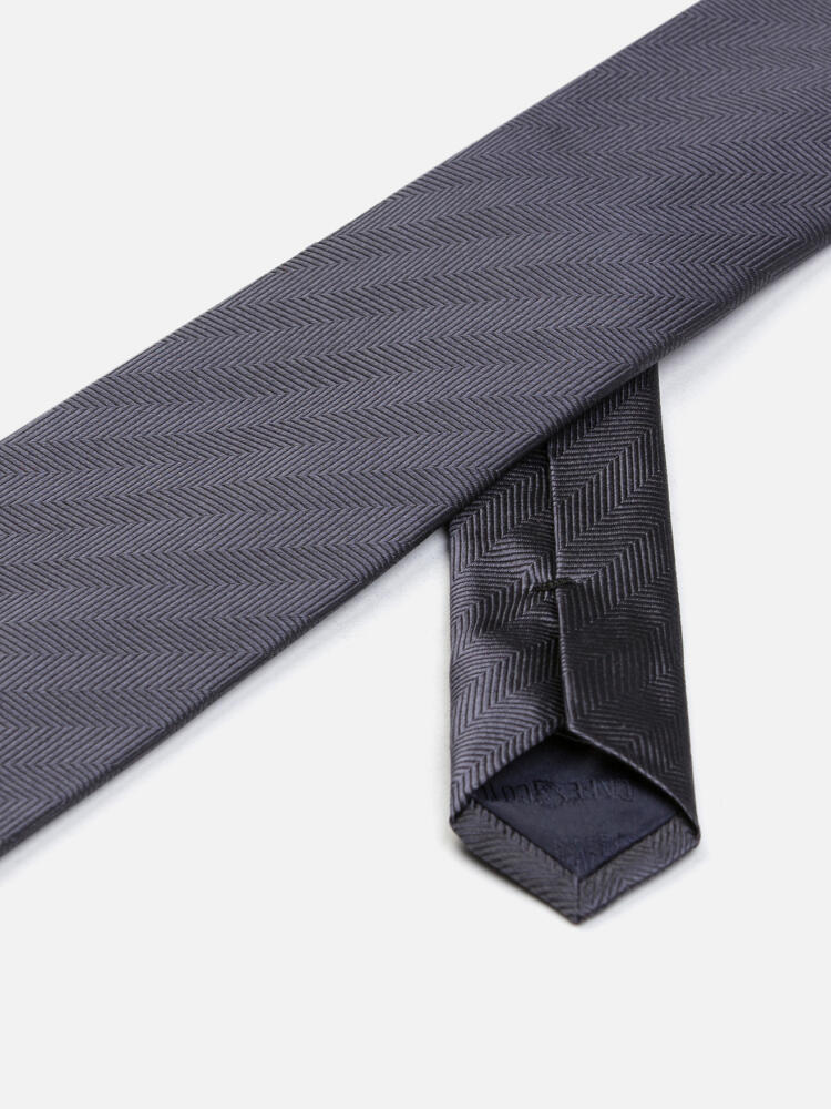 Cravate Jess en chevron de soie anthracite Cravates