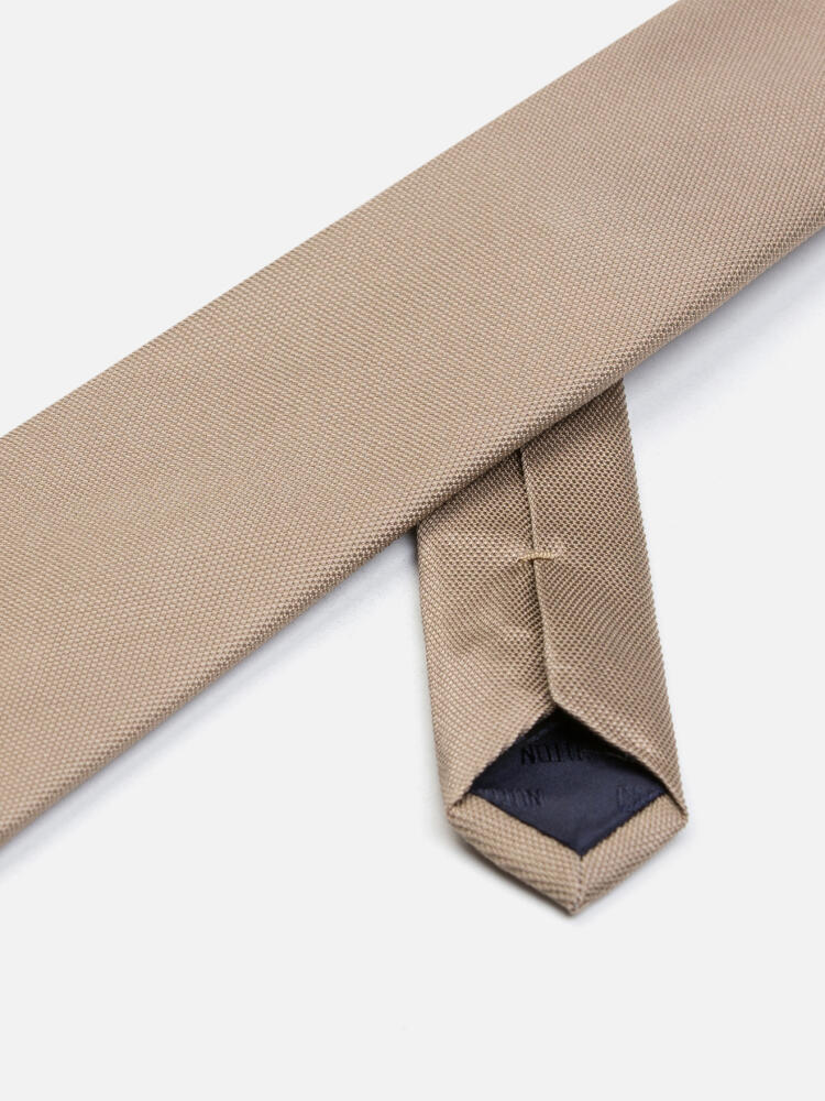 Cravate Marilis en oxford de soie beige Cravates