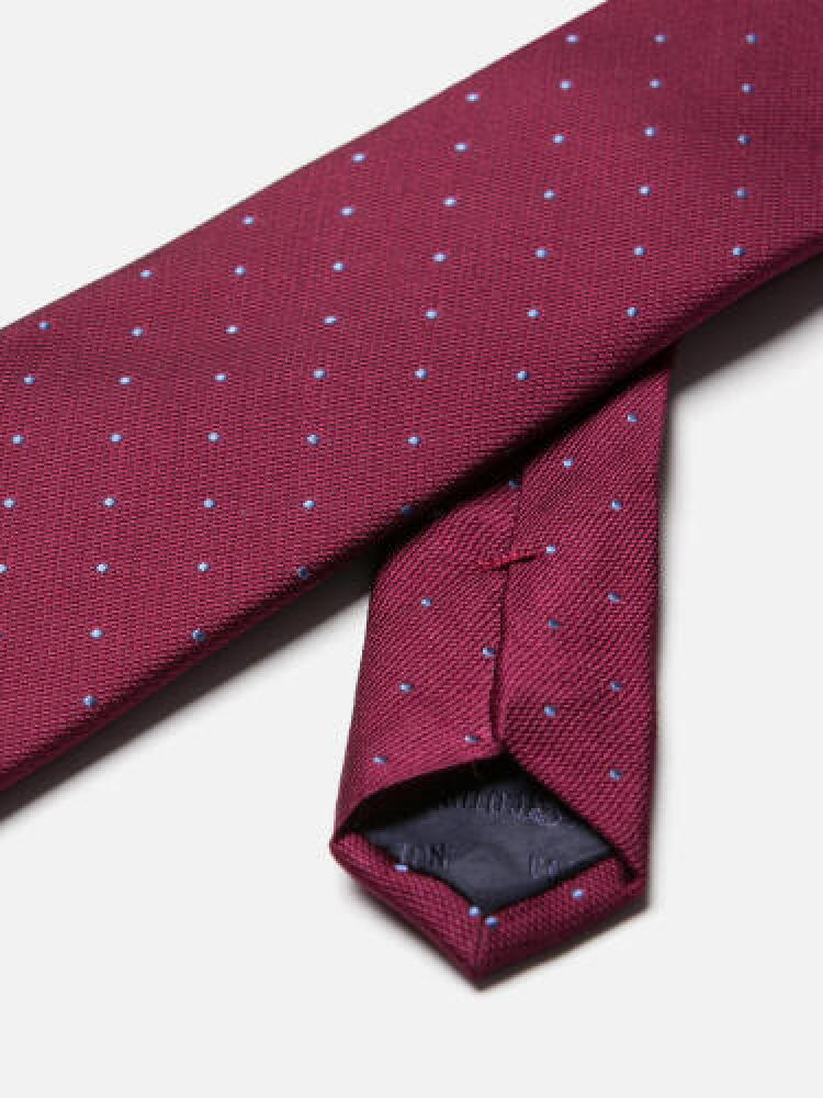 Cravate Paolo en soie bordeaux à pois ciel Cravates